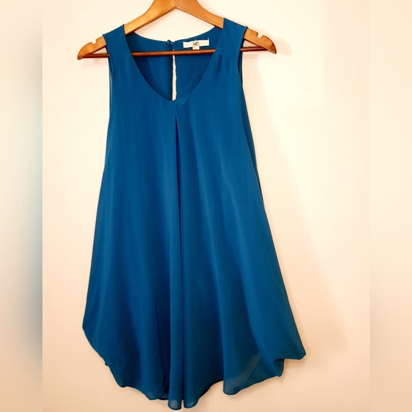 Silk Turquoise Draped Dress - Picture 2 of 9